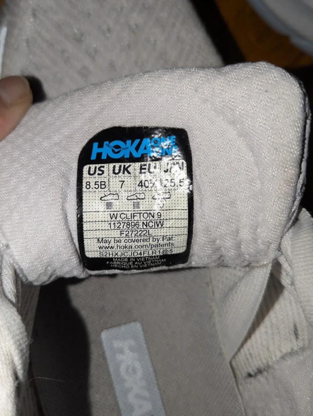 Hoka Clifton 9 Nimbus Cloud Grey Running Shoes Sneakers Size 8.5